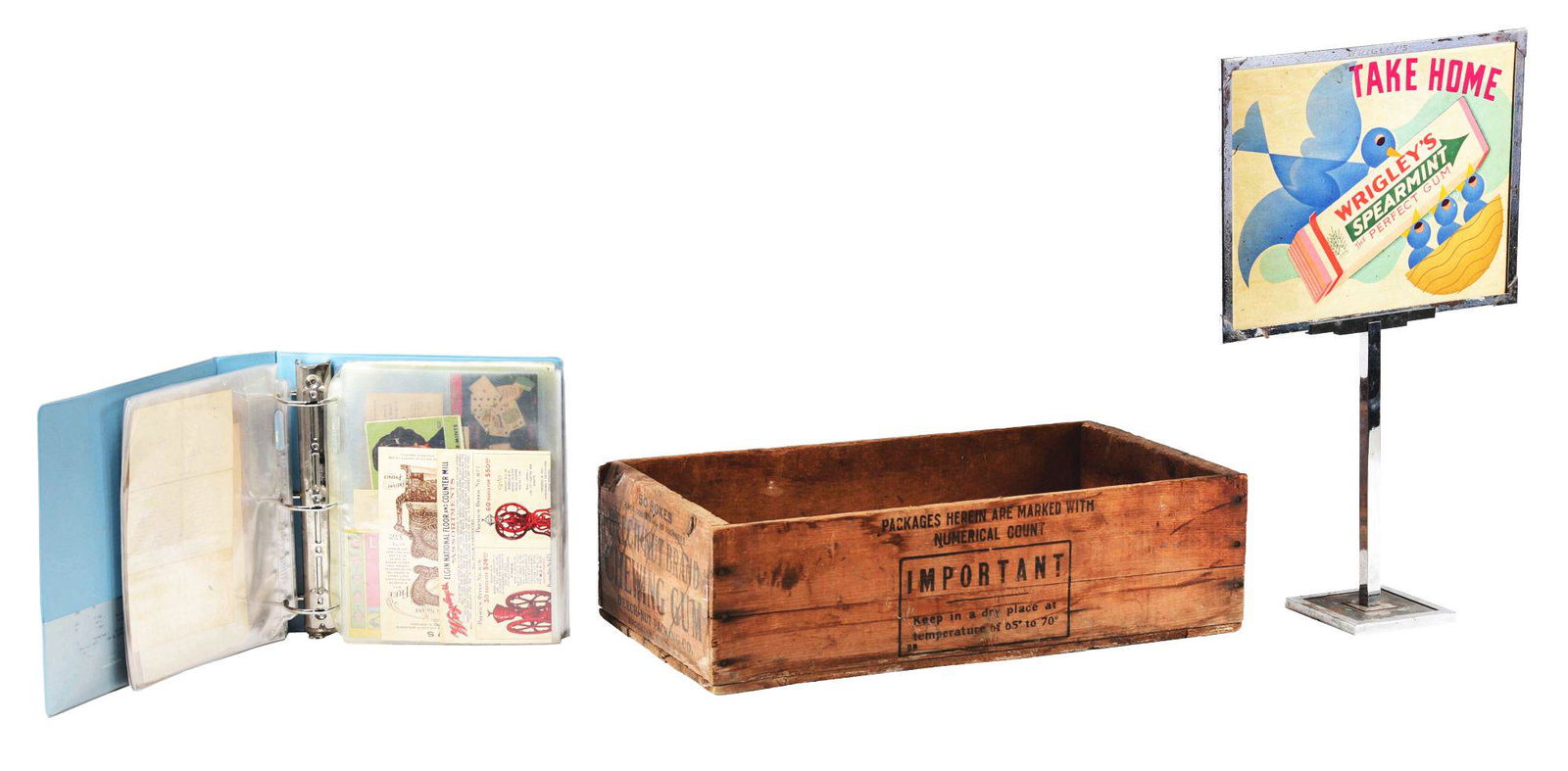 LOT OF 3: CHEWING GUM ADVERTISING ITEMS. (1 of 4)