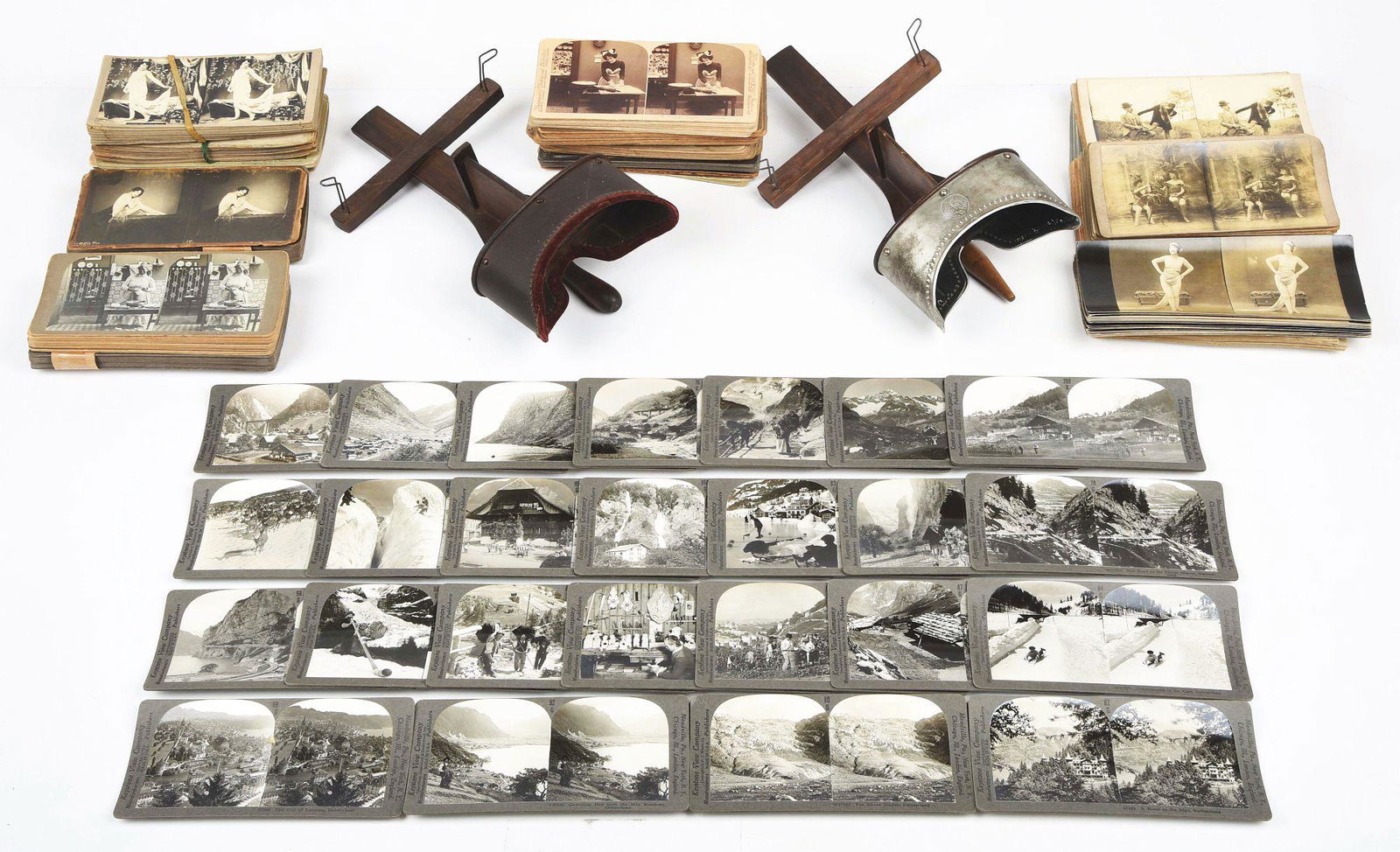 LOT OF 2: STEREO VIEWERS AND A STACK OF STEREO VIEWER (1 of 5)