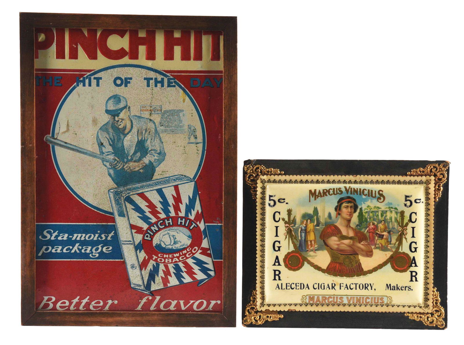 LOT OF 2: TOBACCO AND CIGAR SIGNS.