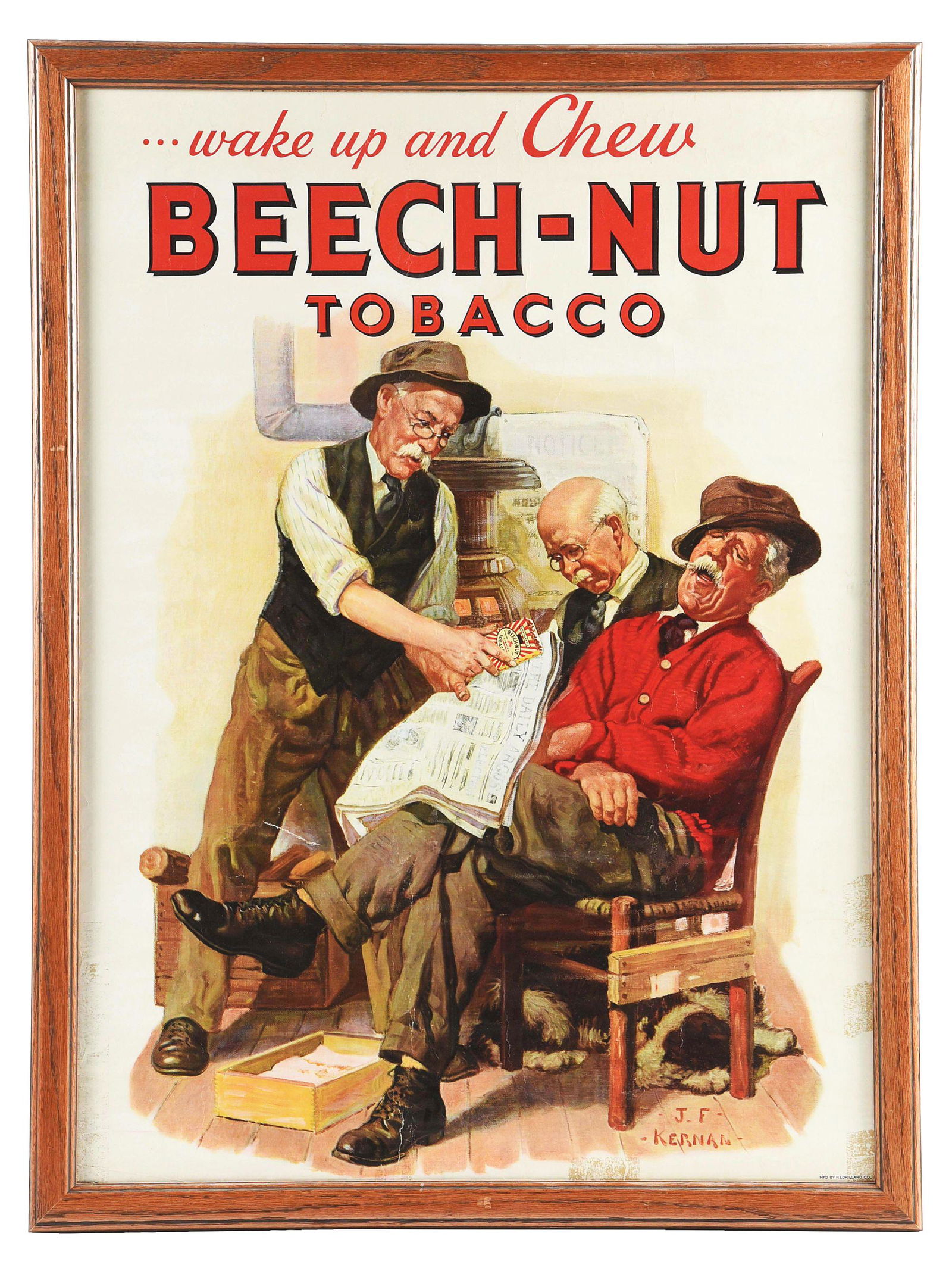 LARGE FRAMED PAPER POSTER FOR BEECH-NUT TOBACCO. (1 of 3)