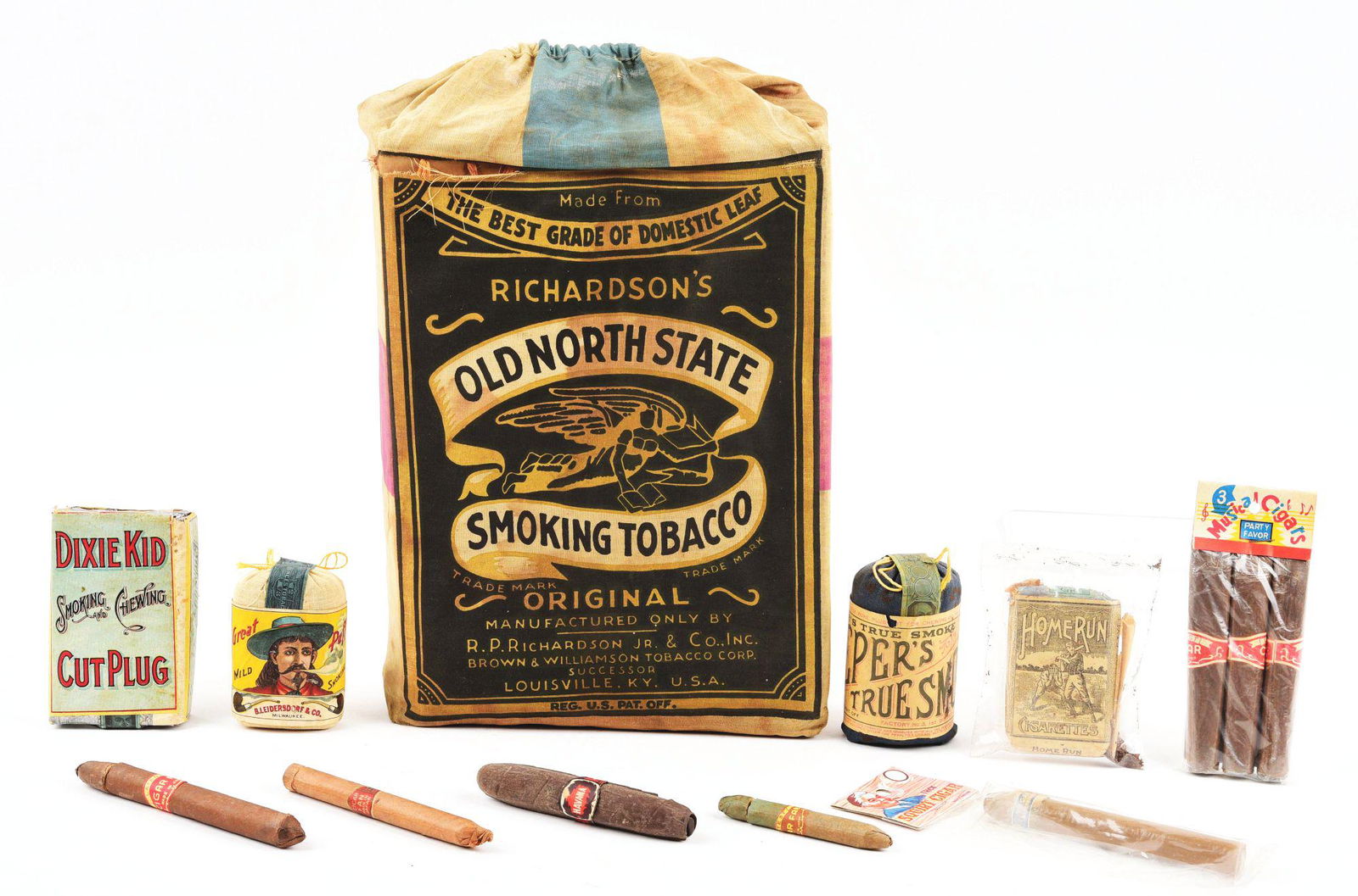 LARGE LOT OF ORIGINAL TOBACCO PACKS AND SEVERAL CIGARS. (1 of 2)