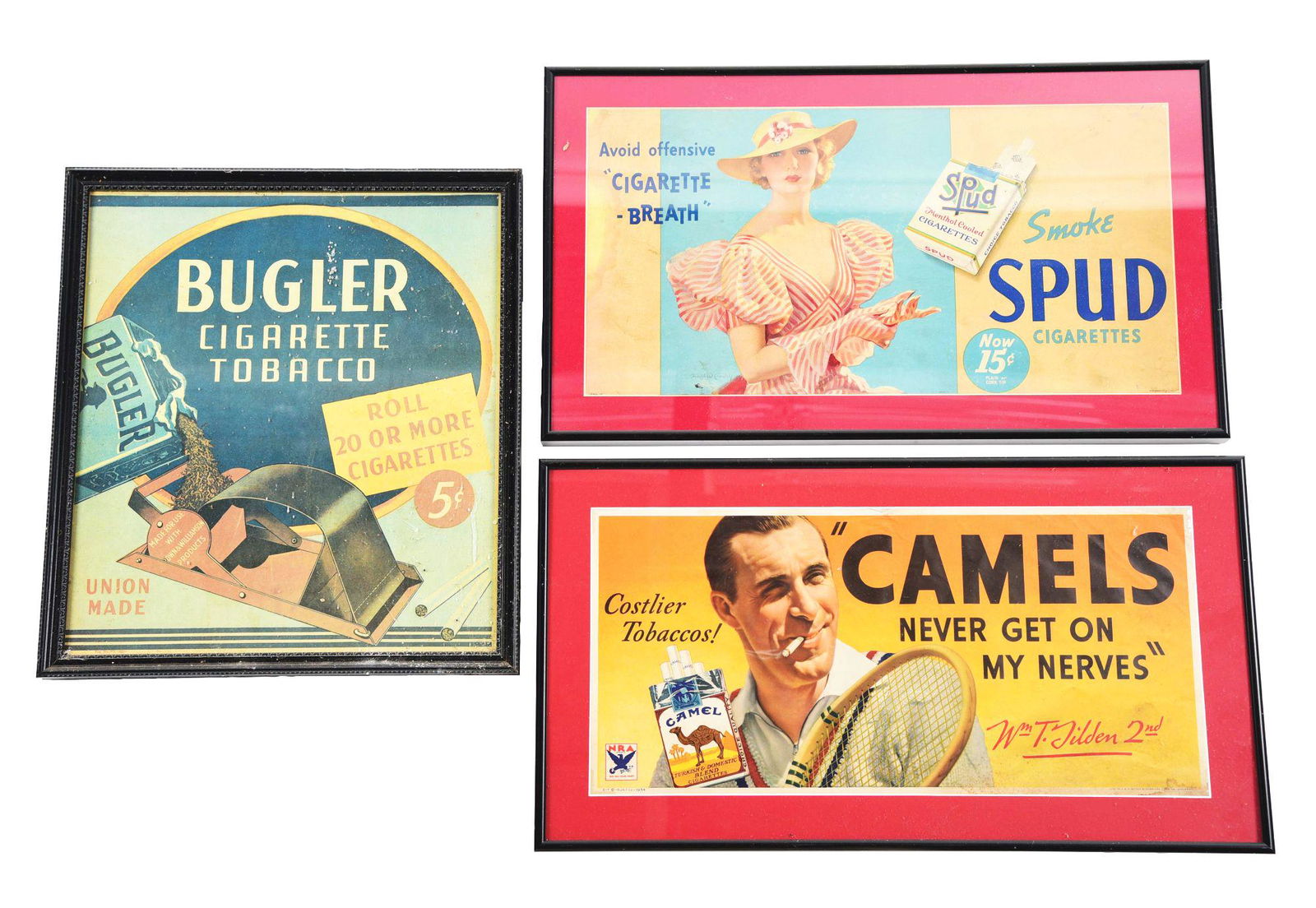 LOT OF 3: FRAMED TOBACCO ADS. (1 of 2)