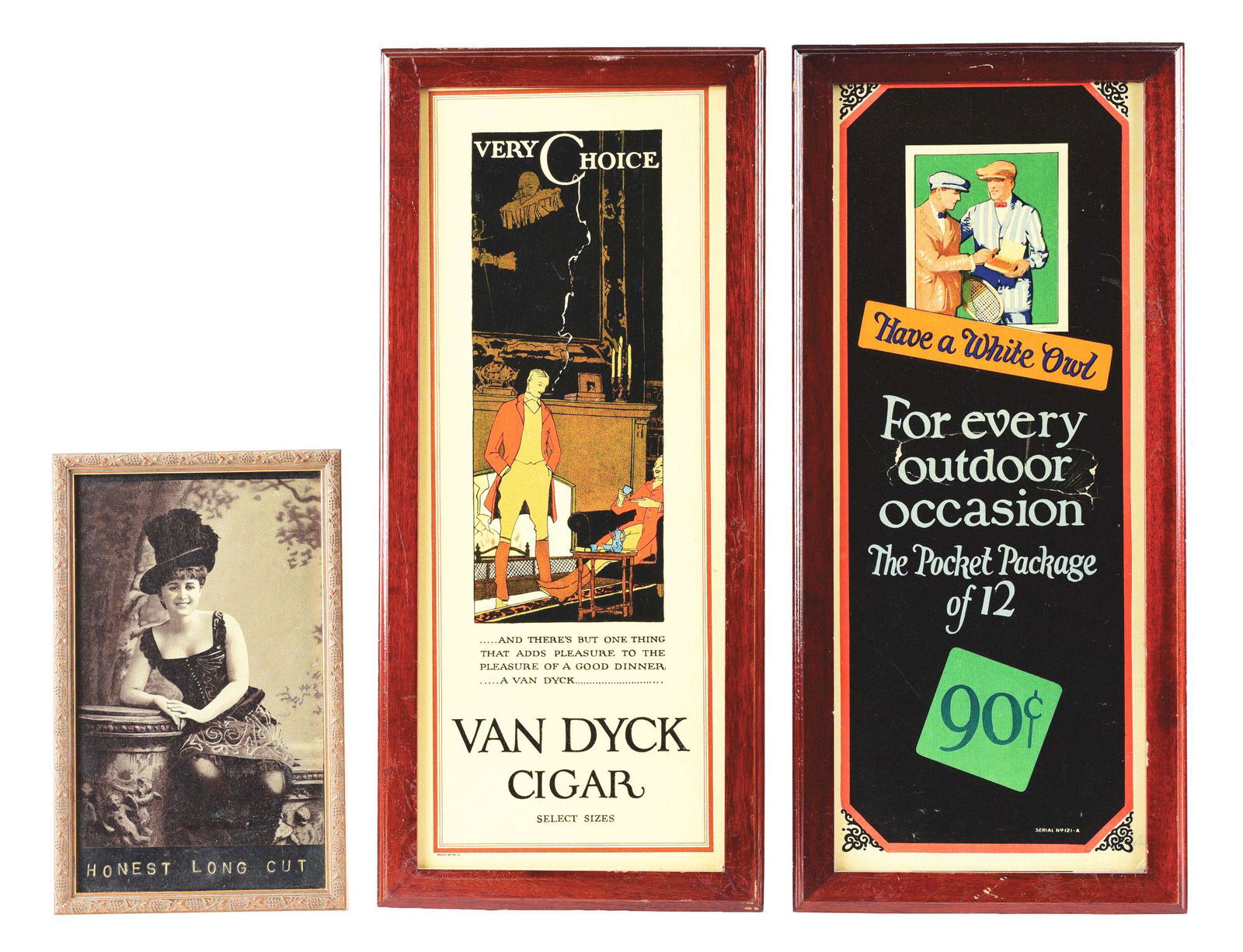 LOT OF 3: CIGAR SIGNS AND TOBACCO SIGN.