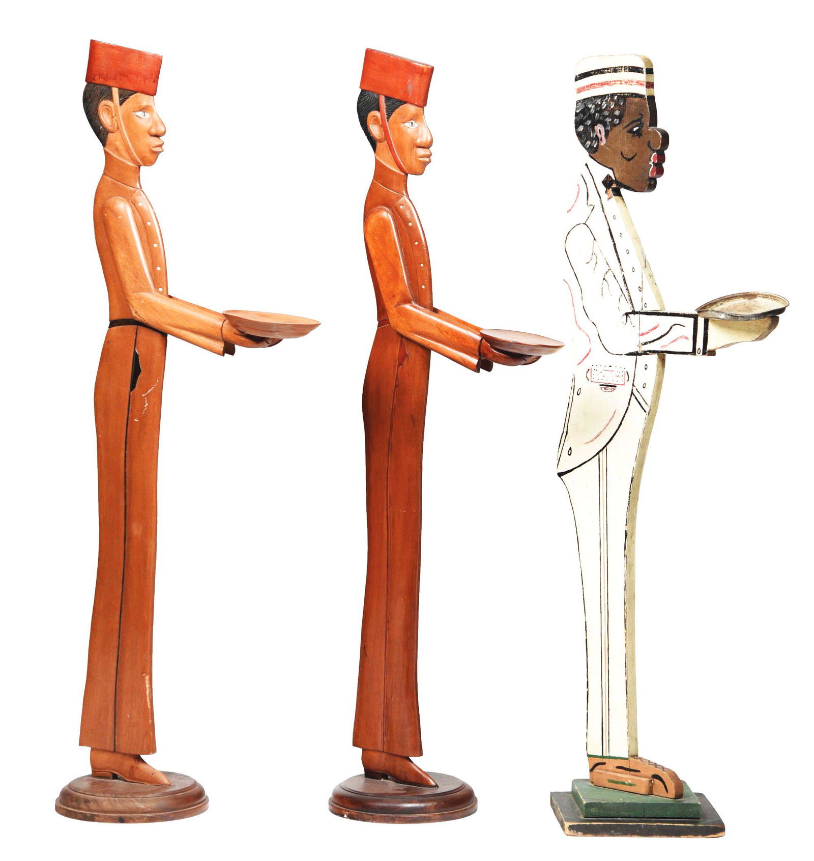 LOT OF 3: SMOKING STAND WOODEN BUTLERS. (1 of 8)