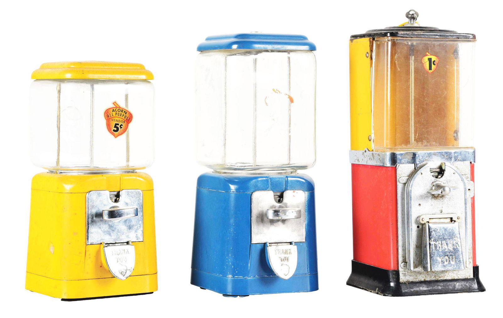LOT OF 3: GUMBALL AND PEANUT MACHINES. (1 of 4)