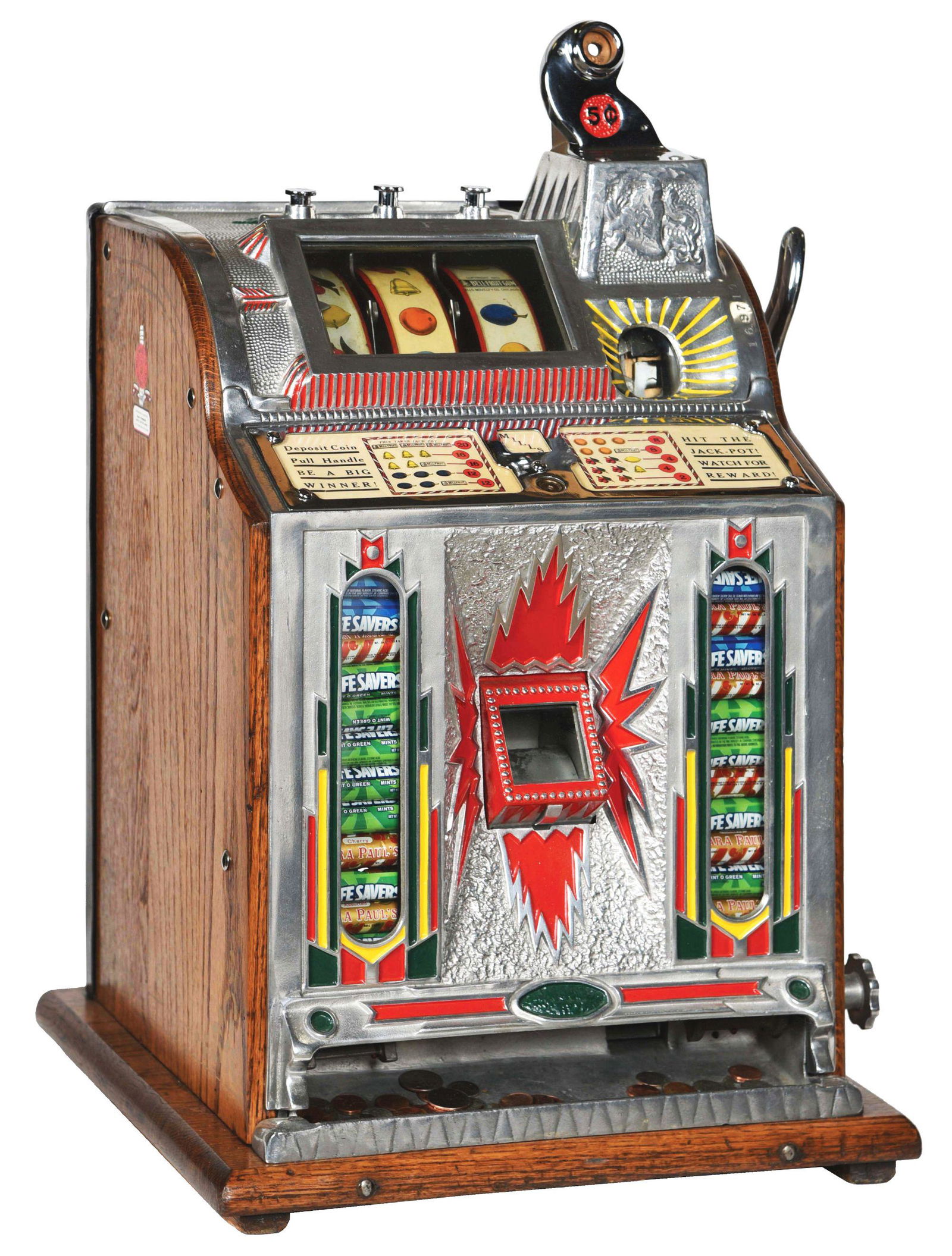 5¢ MILLS CONFECTION VENDER SLOT MACHINE WITH SKILL (1 of 6)
