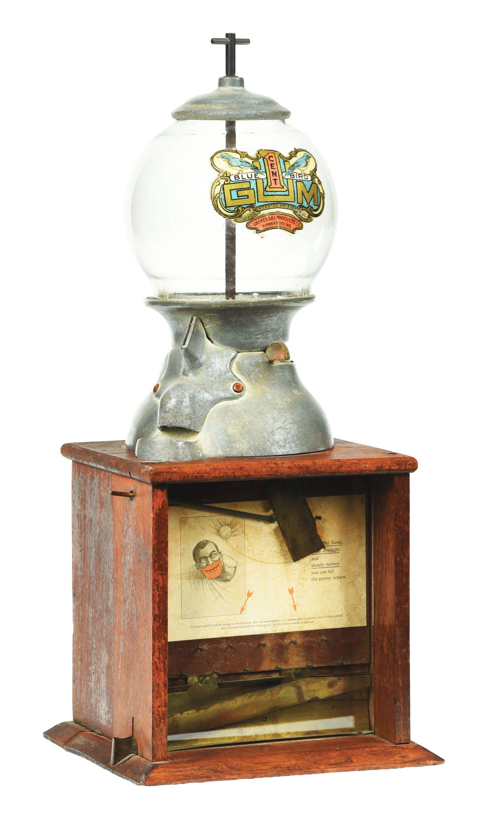 BLUE BIRD PENNY GUMBALL MACHINE ON PENNY DROP. (1 of 7)