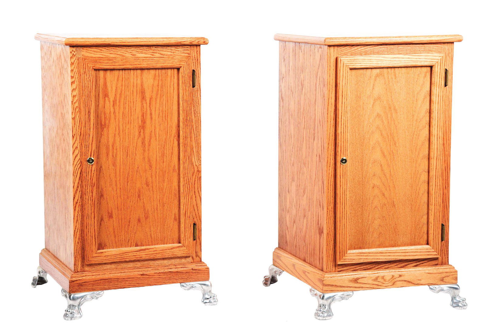 LOT OF 2: CONTEMPORARY OAK SLOT MACHINE STANDS. (1 of 4)