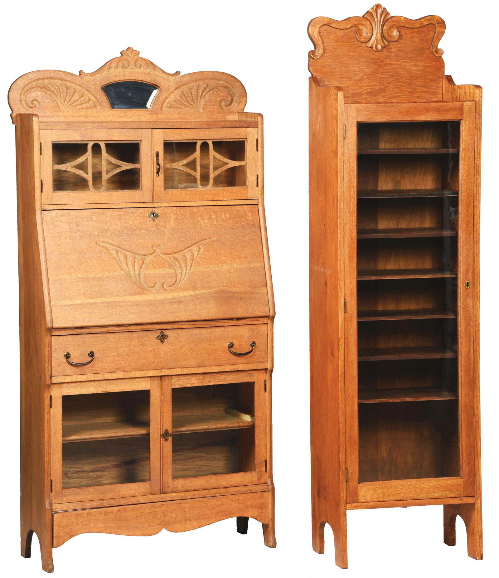 LOT OF 2: OAK COUNTRY STORE DISPLAY CASES. (1 of 4)