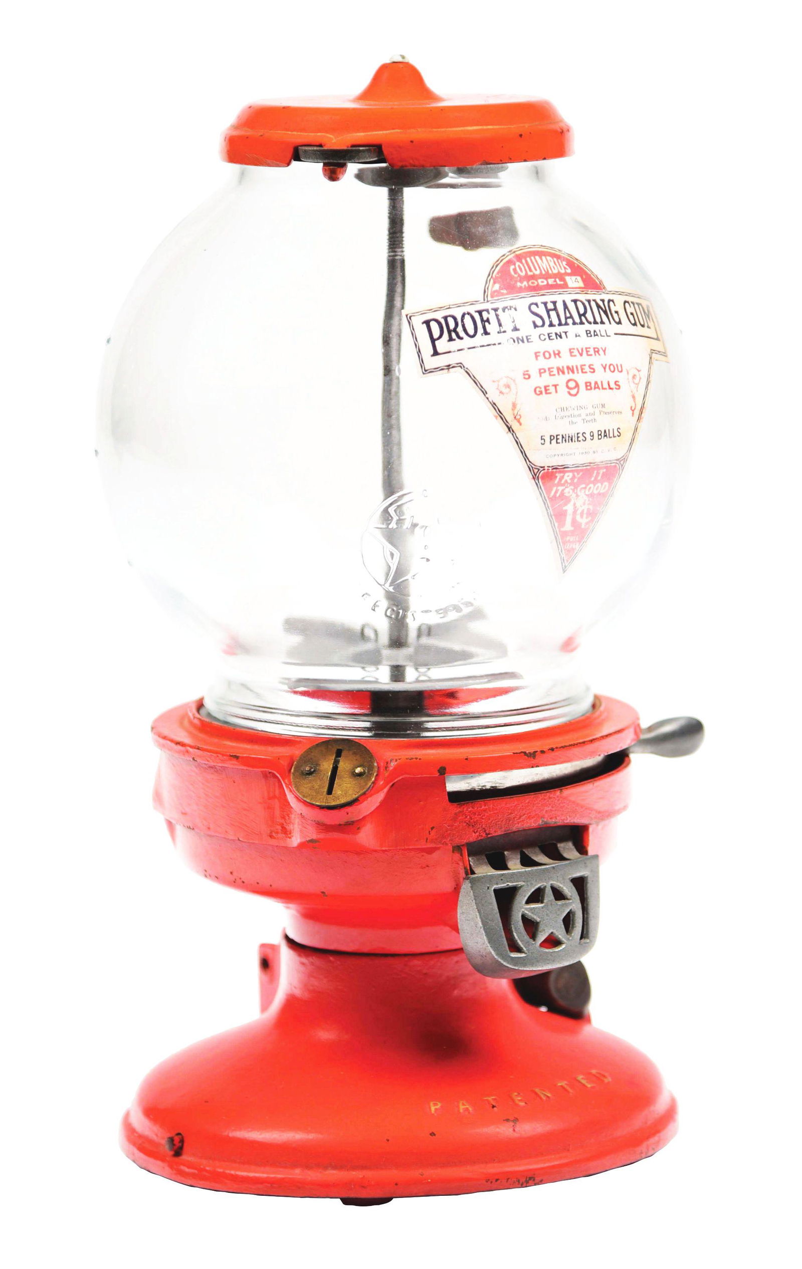 ORIGINAL COLUMBUS MODEL 14 PROFIT SHARING GUM BALL (1 of 4)