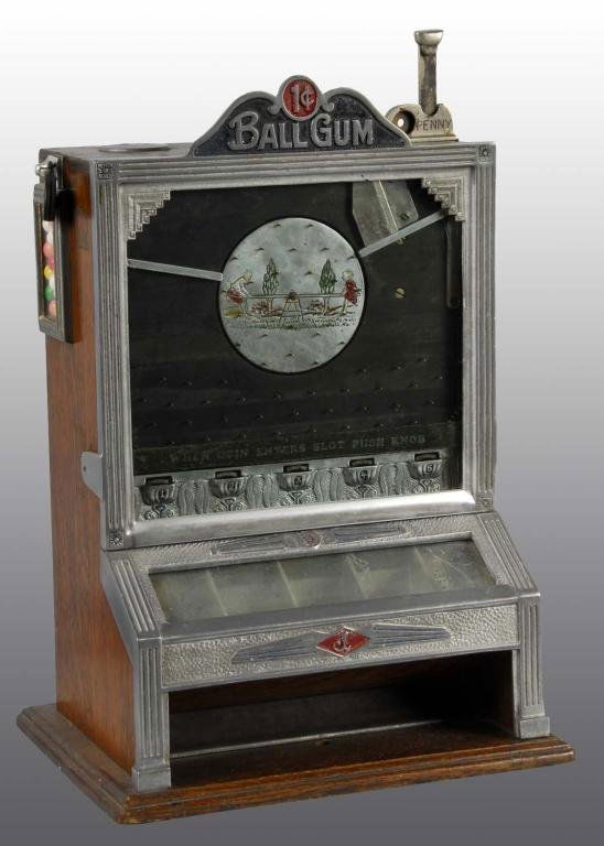 Jennings Rockaway 1-Cent 5 Jacks Gum Vendor.: Description 1932. All original. Working. Includes key. Condition (Excellent). Size 22" x 13 - 1/2".