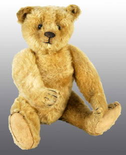 Steiff Teddy Bear.: Description All jointed. Includes ear button. Some minor pad holes and hump on back. Also some mohair loss to back. Nice condition for a turn of the century bear. Provenance: Joyce Leiby collection.