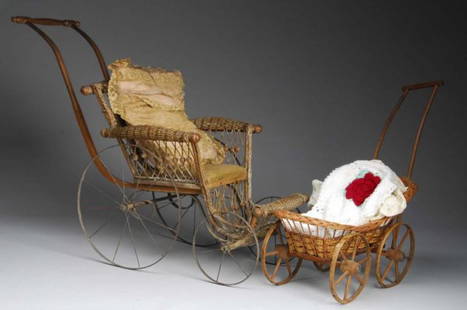 Lot of 2: Wicker Baby Doll Carriages.: Description Minor wicker damage. Condition (Good - Excellent). Size 22" x 26".