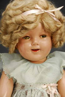 Ideal Composition Shirley Temple.: Description American, 1930s. All-composition portrait of the popular child film star. Fully marked Shirley Temple on head and body. Original paint, some crazing on face, sleeping flirty eyes with