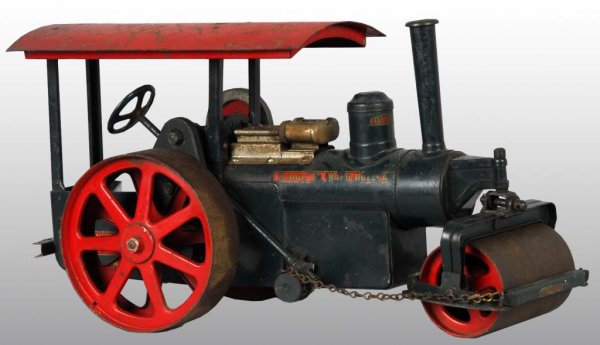 Pressed Steel Buddy L Road Roller Toy.: Description American. Very hard-to-find construction toy. Complete with overall play wear to paint and decals. Condition (Very Good).