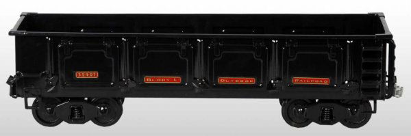 Pressed Steel Buddy L Railroad Ballast Car Toy.: Description American. Circa 1928. New old stock. T production. Very hard-to-find car. Size 22" L.