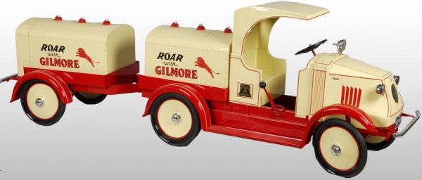 1530: Pressed Steel Gilmore Tank Truck Pedal Car Toy.