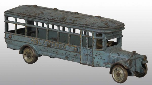 Cast Iron Public Service Bus Toy.: Description Manufactured by Dent. All original. Condition (Fair). Size 13" L.