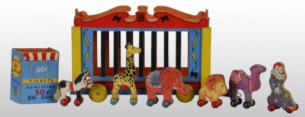 Fisher Price No. 202 Woodsy Wee Circus Wagon Toy.