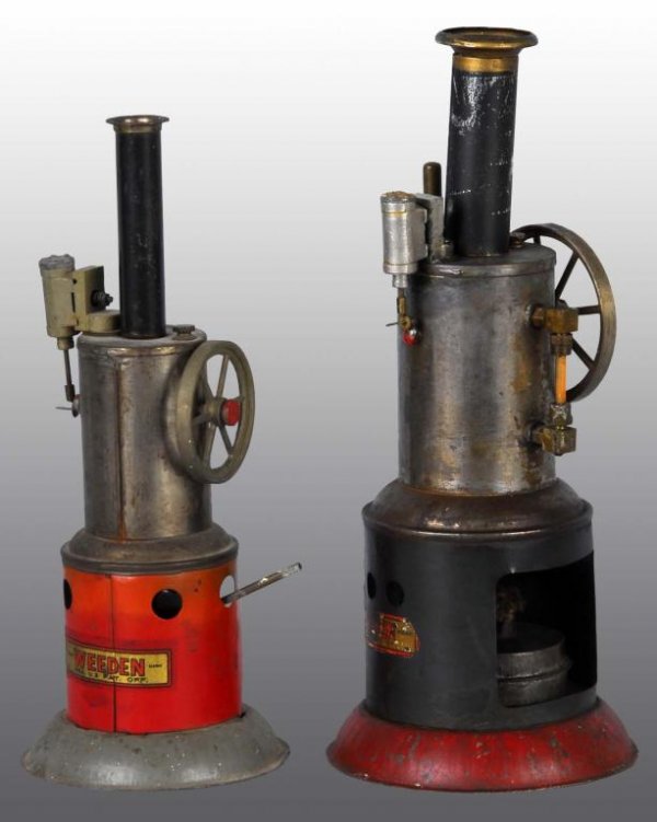 Lot of 2: Weeden Upright Steam Engine Toys.: Description Both with burners. Condition (Good). Size Largest: 10 - 1/2" T.