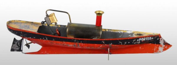 Live Steam Weeden No. 1Steam Boat Toy.: Description The "Porter" was the name used by Weeden on this no.1 Torpedo-styled hull boat. Some paint loss and the stack may be a modern replacement. Hard-to-find these Weeden boats with the name sti