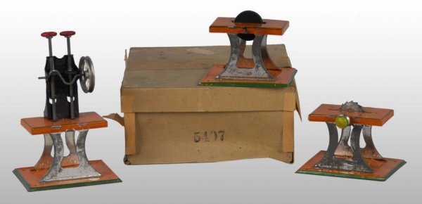 Lot of 3: Weeden Machine Set No.67,68&69 in Box.: Description A set of the three Weeden shop accessories in the original box. Condition (Excellent). Size Largest: 6" x 2". Base: 3".