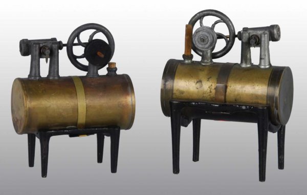 Lot of 2: Buckman Overtype Steam Engine Toys.: Description Listed by Ives, Blakeslee & Williams Co. advertising as "Ajax". The engines sold for $9.00 per dozen. The engine also was sold by Montgomery Ward in 1885 and 1886 for 70 cents to 90 cents 