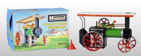 Mamod No. T.E.1A Traction Steam Engine Toy.: Description This is an older model with the brightly colored original box. Probably unfired. Condition (Near Mint).