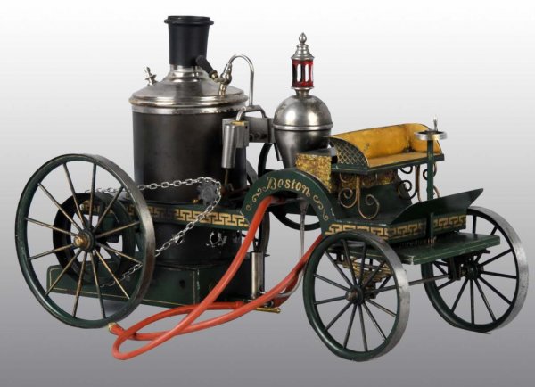 Boston Fire Pumper No. 114/3 Steam Toy.: Description This is an extremely well made scratch-built copy of the Schoenner No. 114/3 "Boston" Fire Pumper. Precisely scaled and copied from an original pumper of this model, Russell Snyder made a 