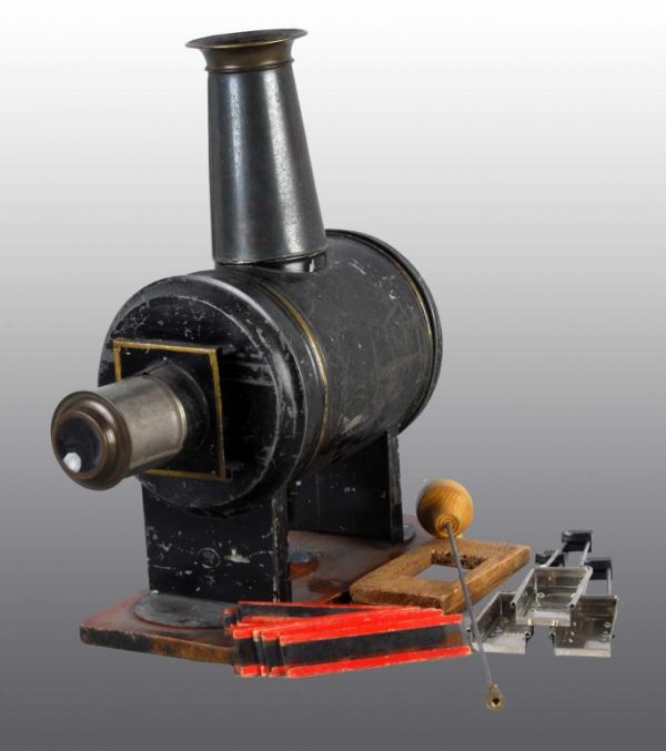 Ernst Plank Magic Lantern Projector.: Description With slides. Condition (Very Good). Size 12 - 1/2" x 10 - 1/2". Base: 10".