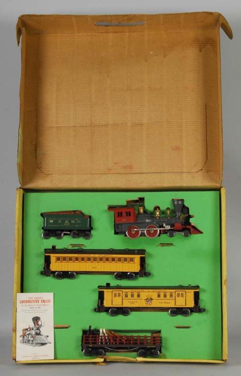 Lionel O-Gauge No.1800 General Passenger Set.: Description American. Post-war. This is the O-27 version with original set box and insert. Includes no. 1862 locomotive, no. 1862T tender, no. 1865 pullman car, no. 1866 baggage car, and no. 1877 hors