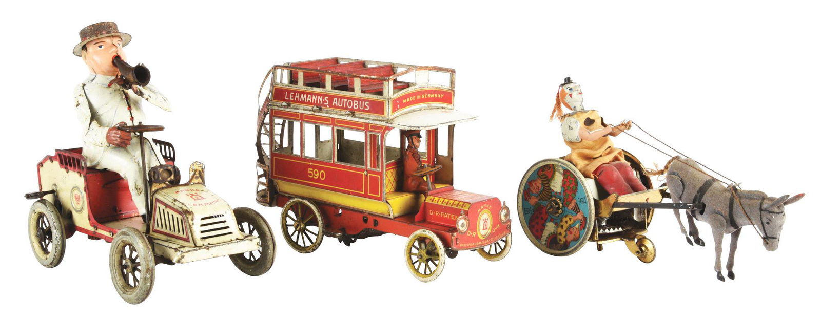 LOT OF 3: GERMAN LEHMANN TIN LITHO WIND-UP VEHICLE (1 of 3)