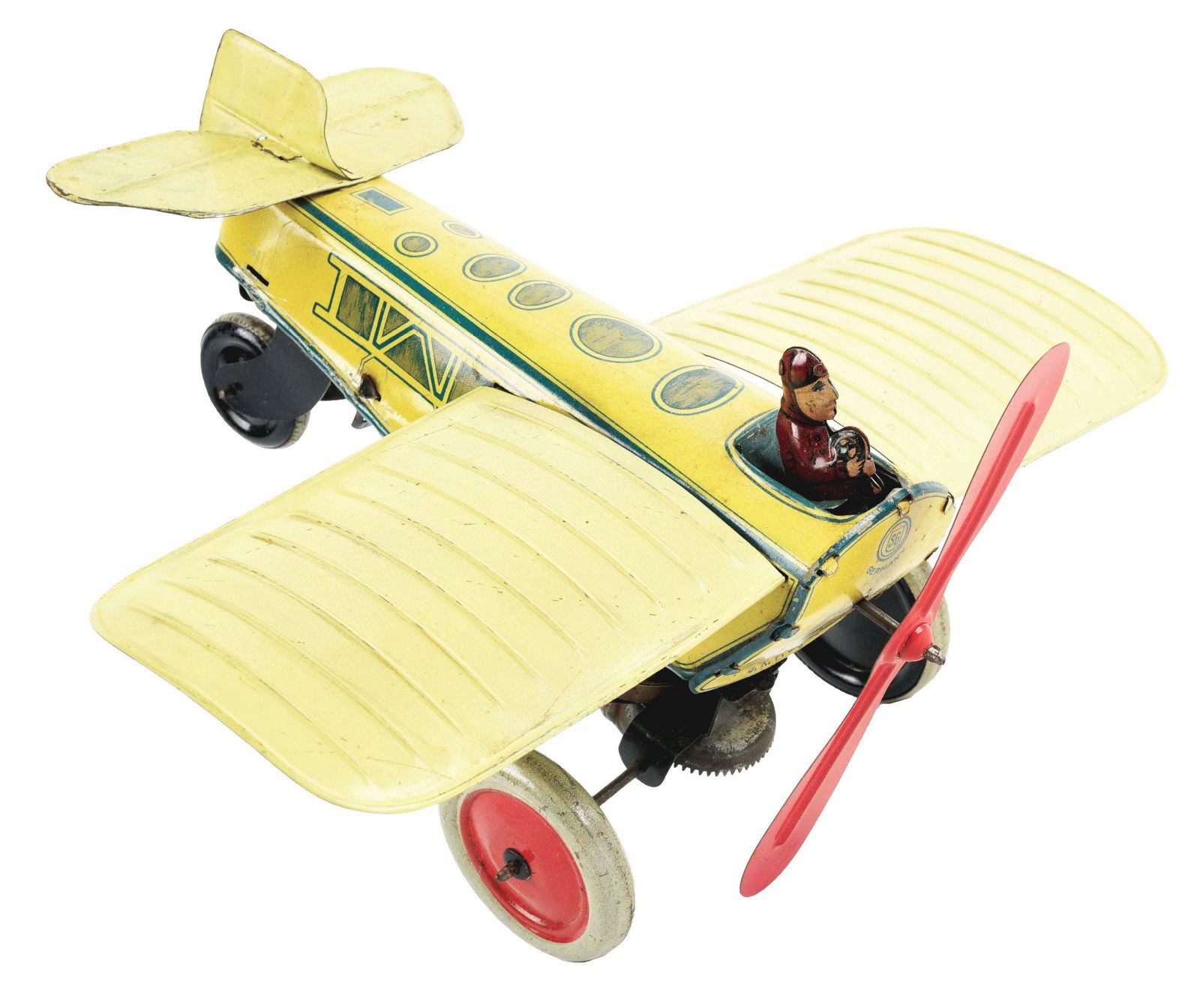 GERMAN GUNTHERMANN TIN LITHO WIND-UP AIRPLANE TOY. (1 of 4)