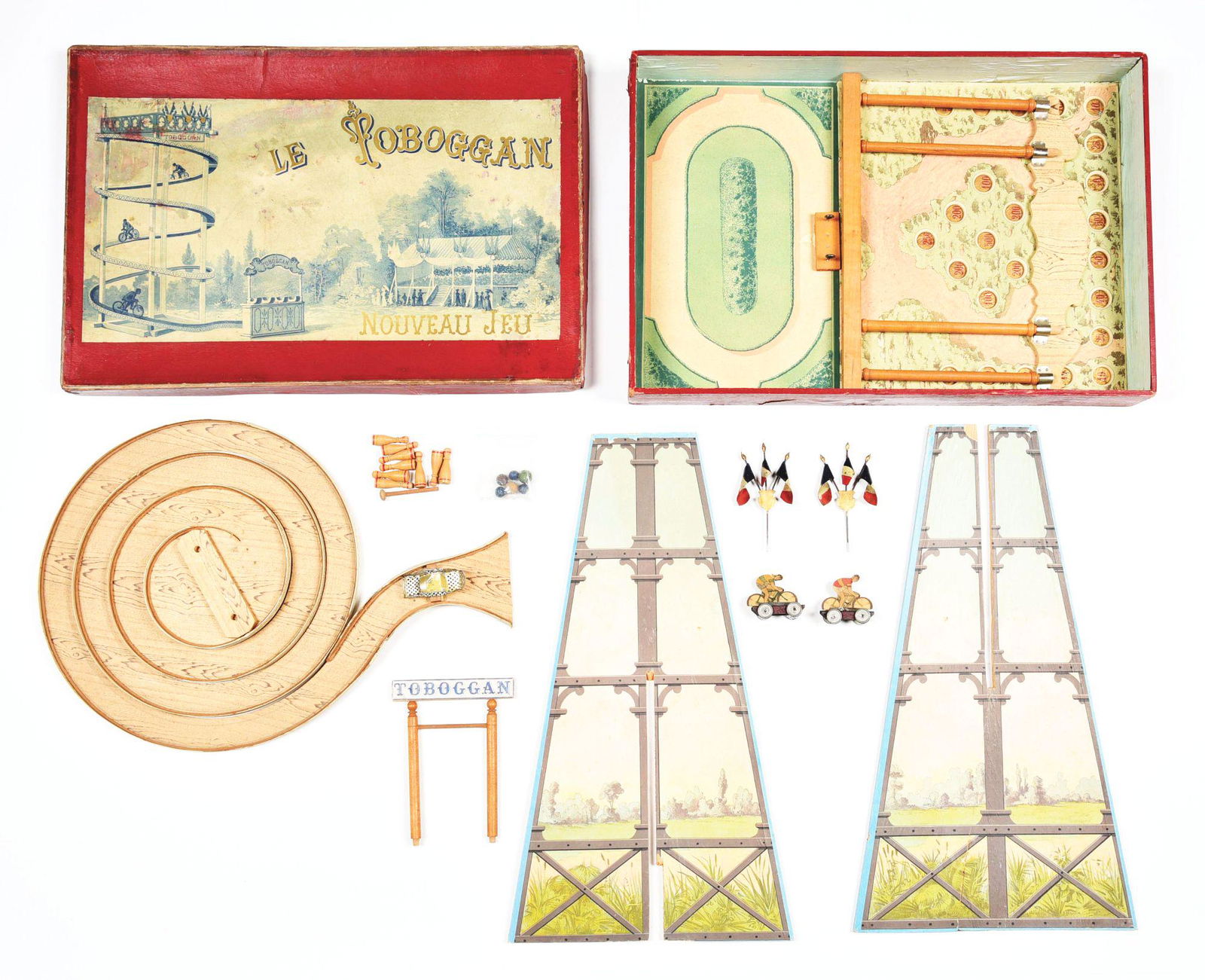 EARLY FRENCH TOBOGGAN GAME. (1 of 9)