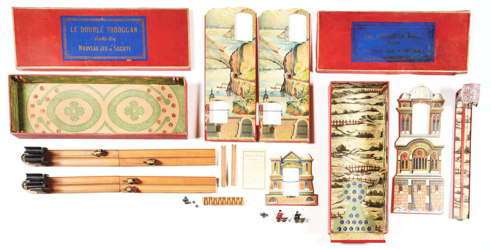 LOT OF 2: EARLY FRENCH TOBOGGAN TYPE TOYS. (1 of 12)