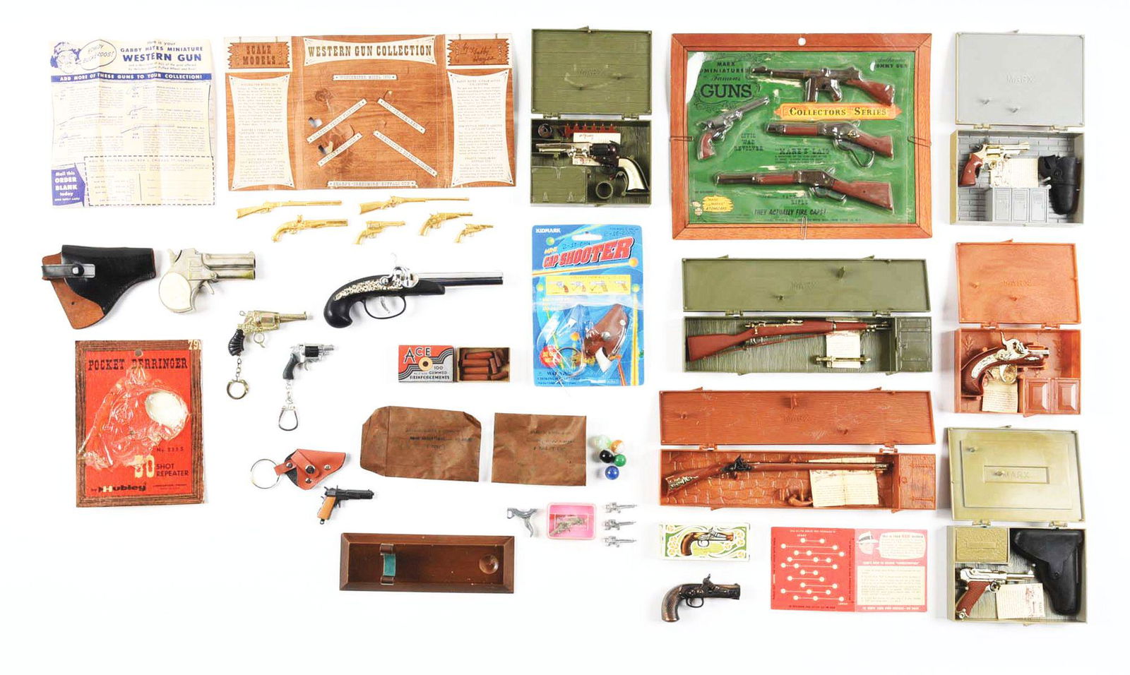 LOT OF VARIOUS MARX TOY GUNS IN PLASTIC CASES AND ON (1 of 2)