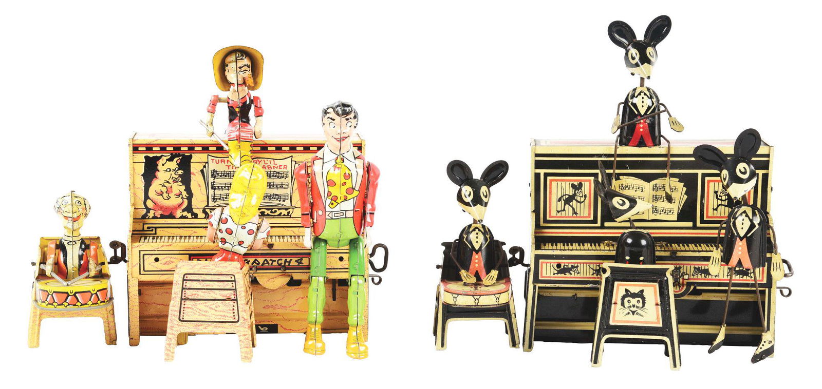 LOT OF 2: AMERICAN MADE TIN LITHO WIND-UP BAND TOYS. (1 of 4)