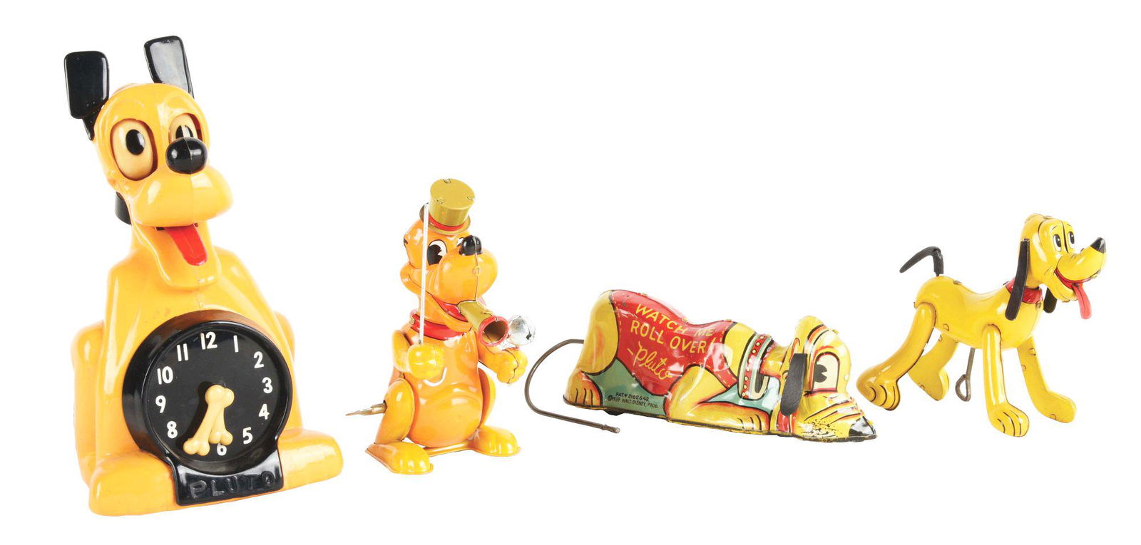 LOT OF 4: TIN LITHO AND PLASTIC PLUTO CHARACTER TOYS (1 of 3)