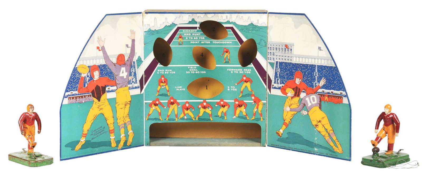 CAST IRON AND LITHOGRAPHED CARDBOARD WOOLSEY FOOTBALL (1 of 5)