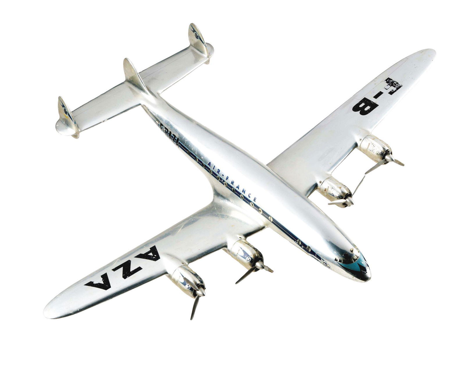 LOCKHEED CONSTELLATION ALUMINUM AIRPLANE MODEL. (1 of 4)
