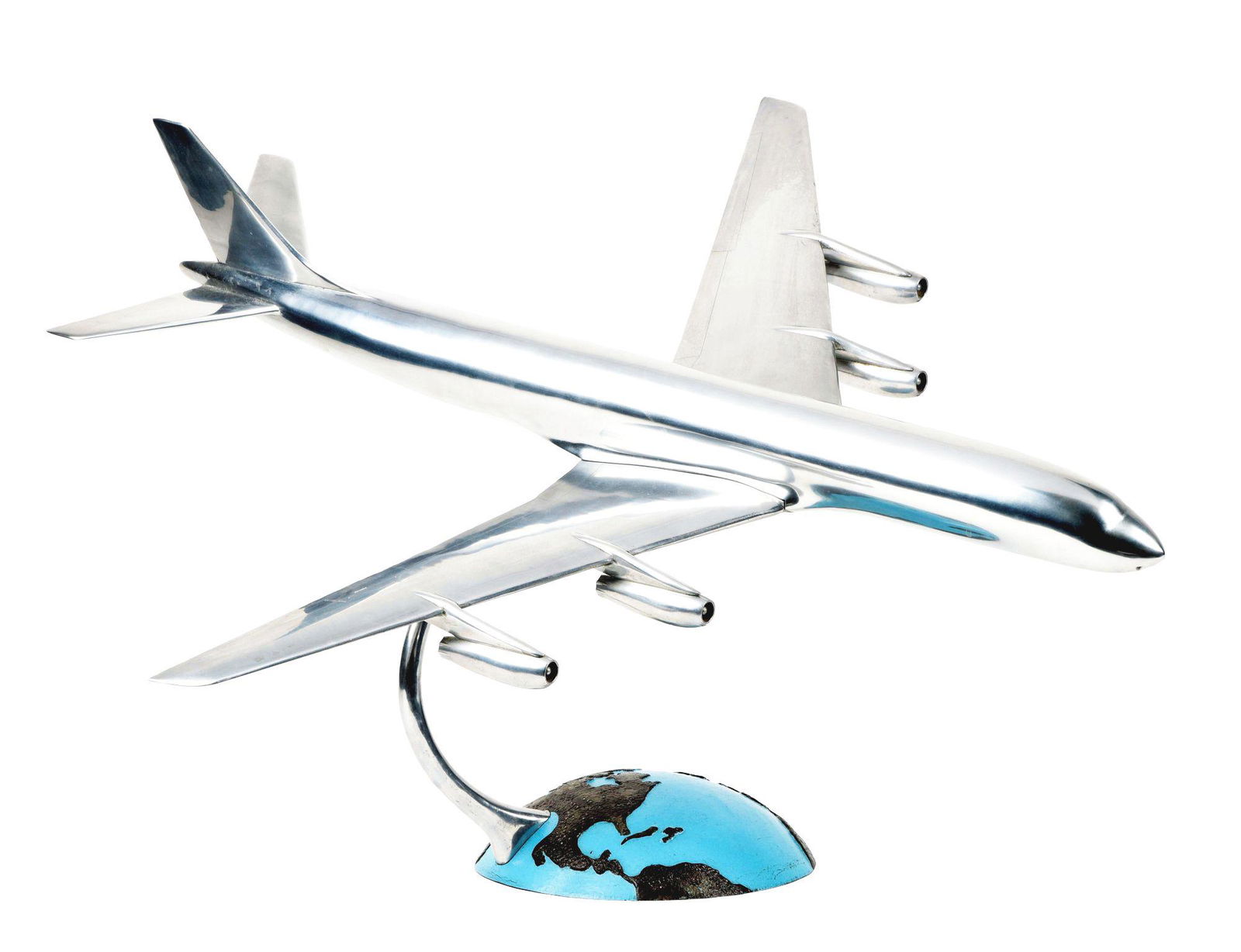 DOUGLAS DC 8 ALUMINUM AIRPLANE MODEL. (1 of 2)