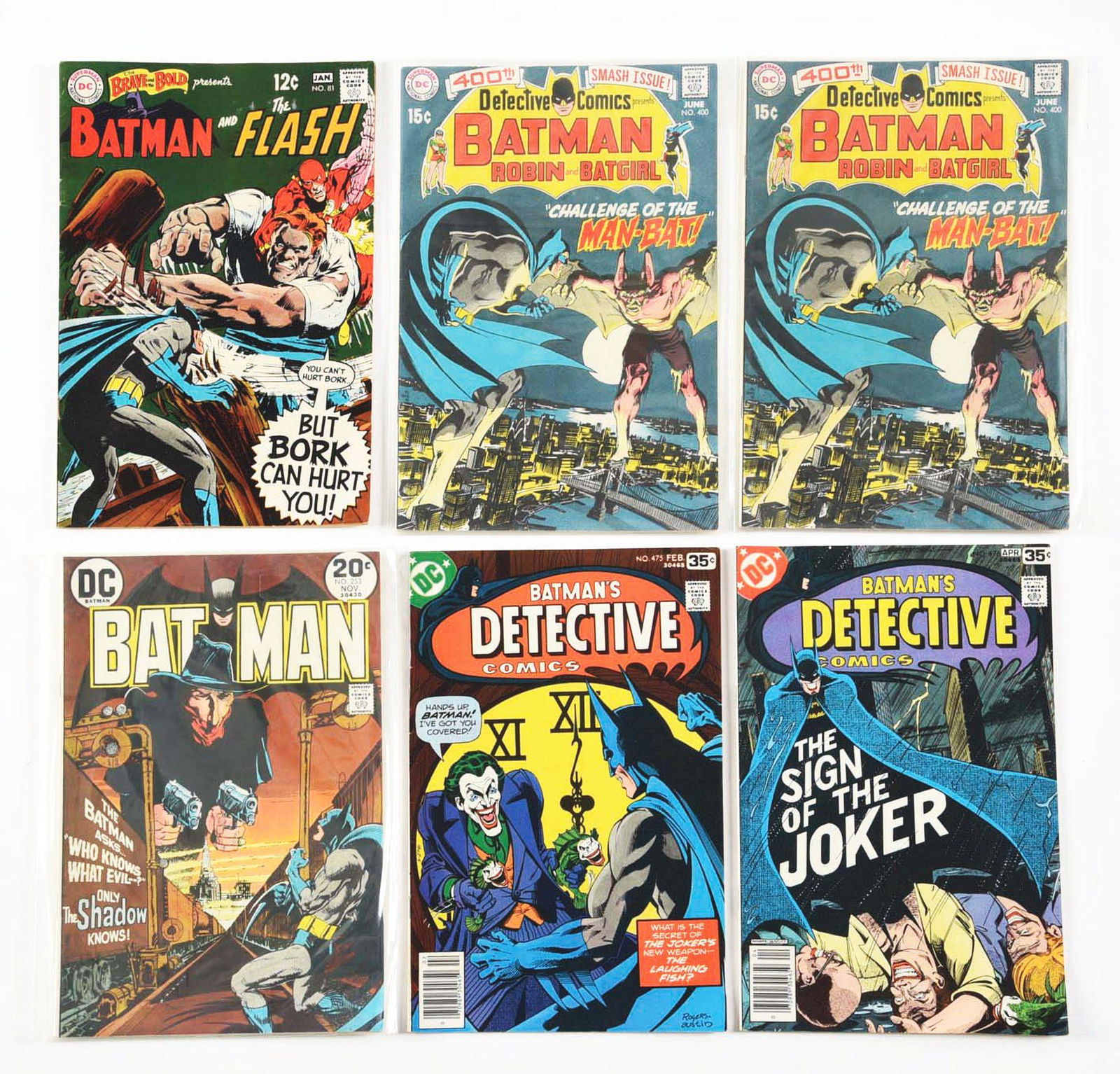 LOT OF 6: DC BATMAN COMIC BOOKS. (1 of 2)