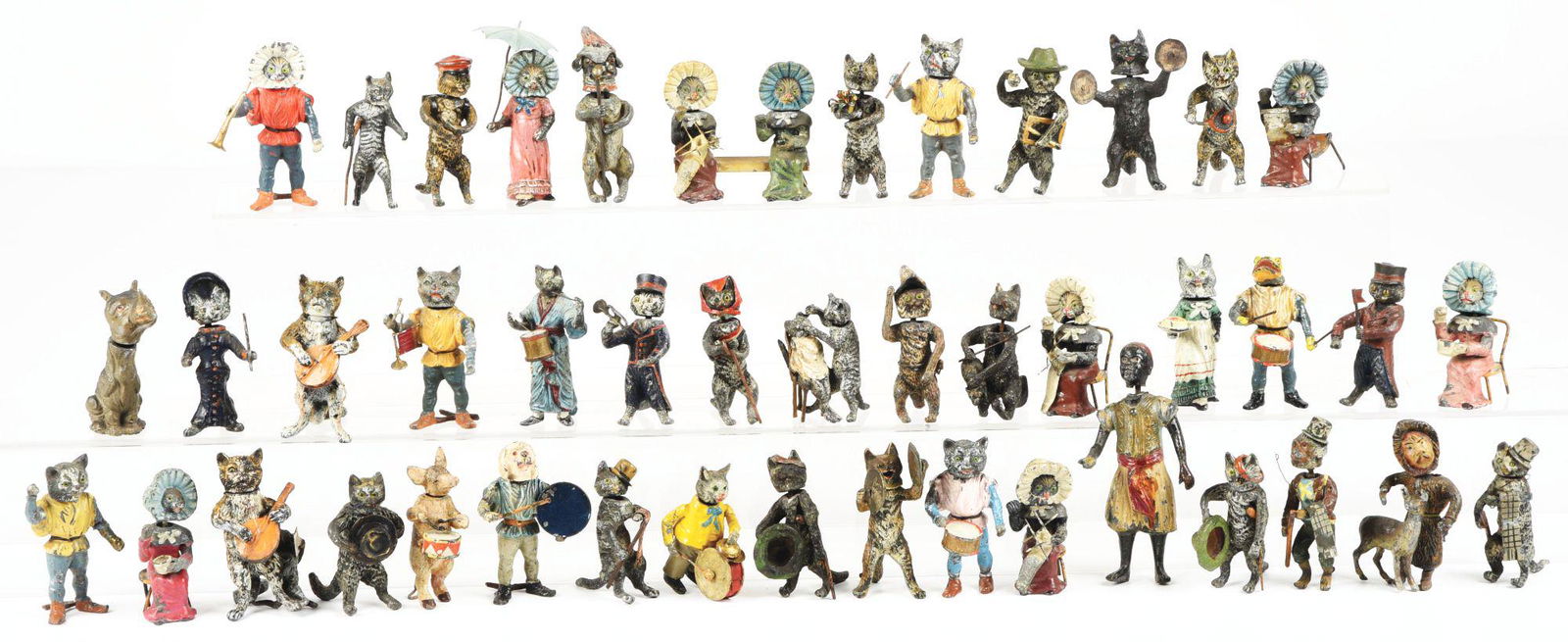 LARGE LOT OF CAST-IRON AND POT METAL FIGURAL CASTINGS. (1 of 1)