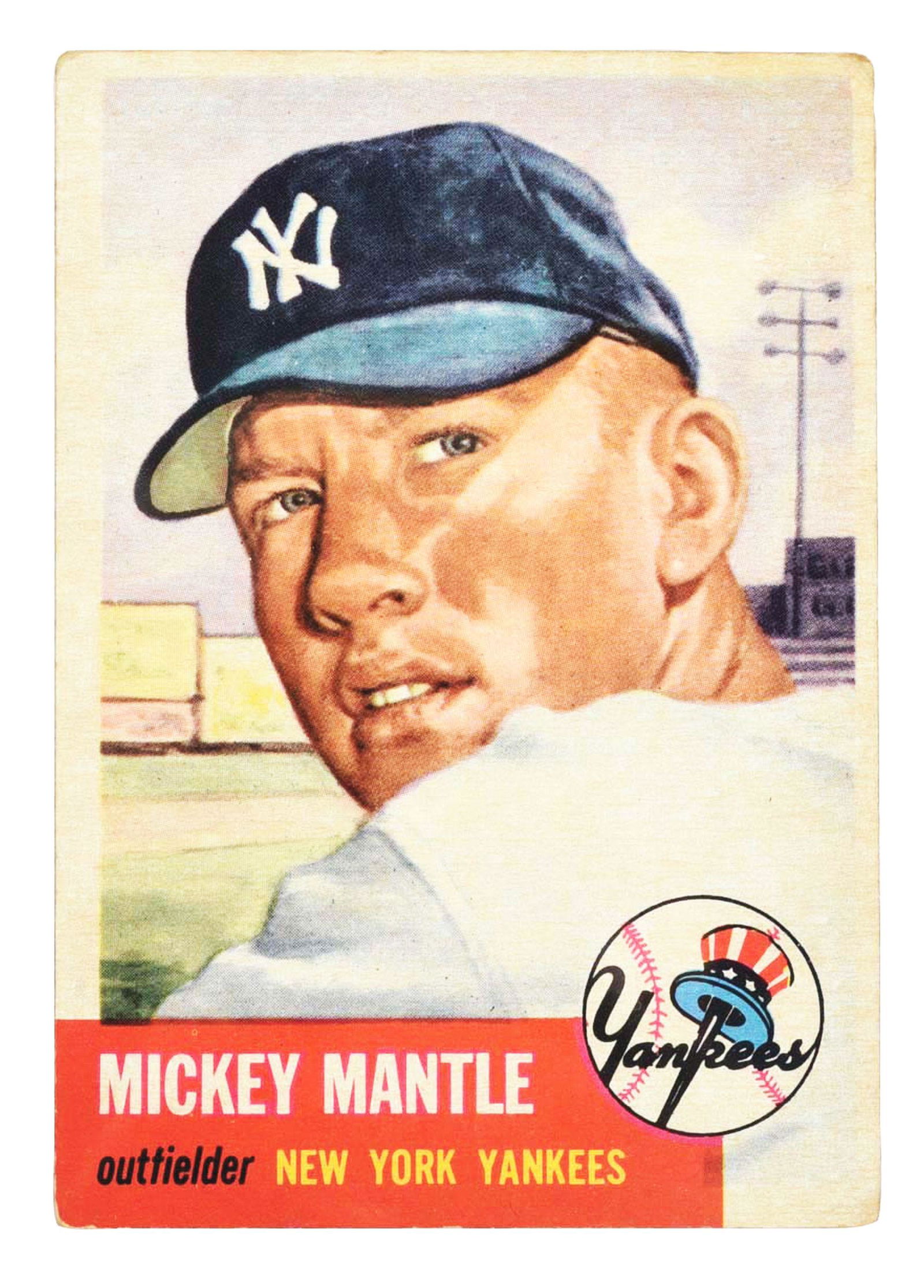 1953 TOPPS MICKEY MANTLE BASEBALL CARD NO. 82. (1 of 3)