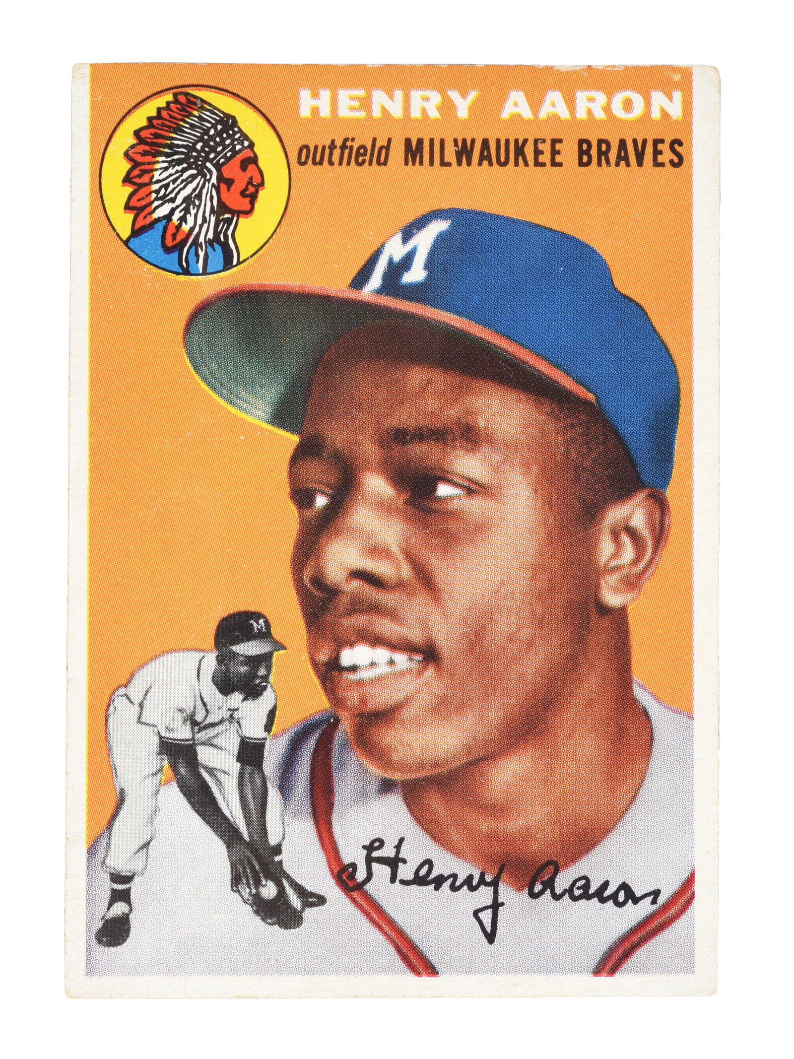 1954 TOPPS HENRY AARON ROOKIE BASEBALL CARD. (1 of 2)