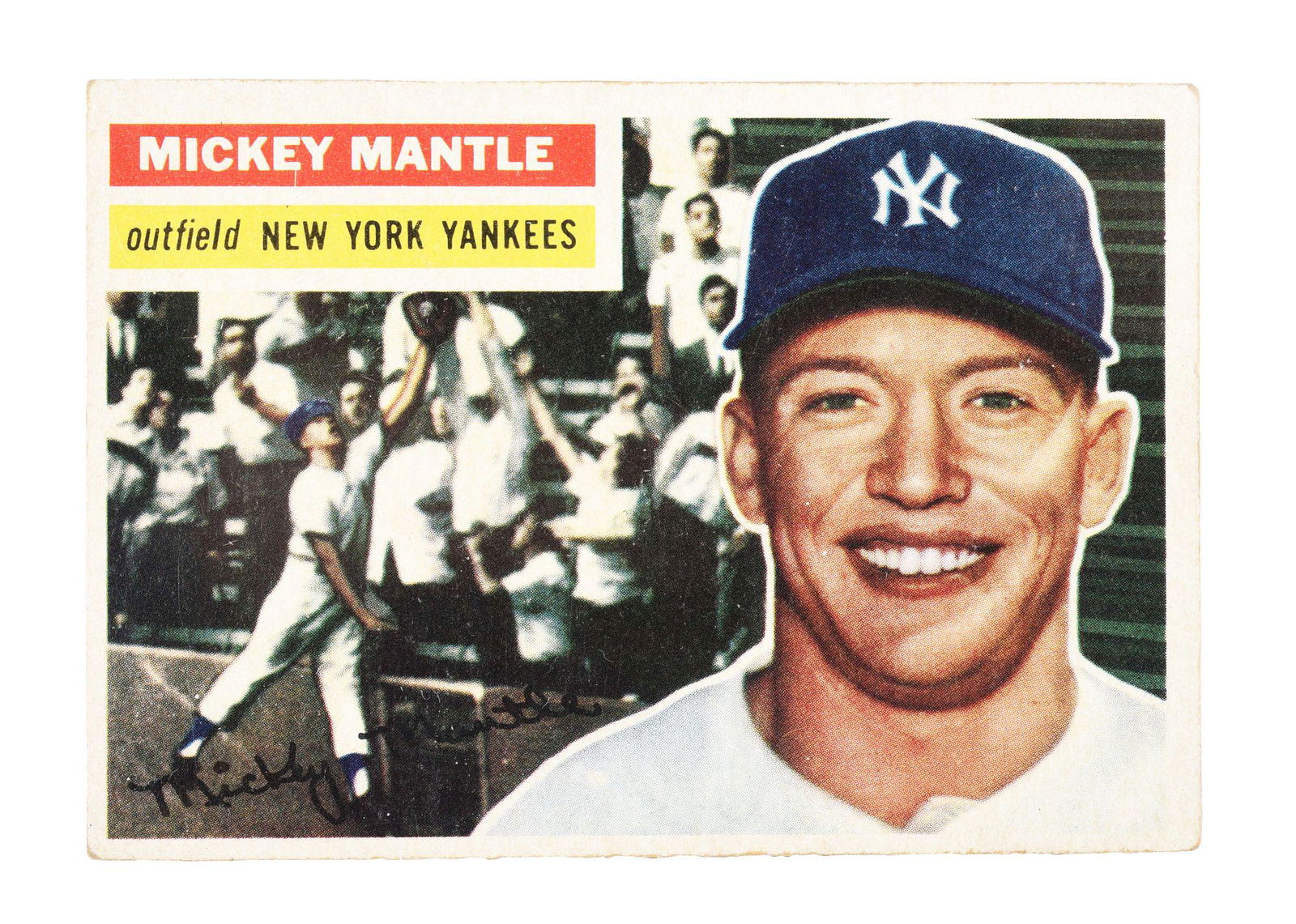 1956 TOPPS MICKEY MANTLE BASEBALL CARD NO. 135. (1 of 2)