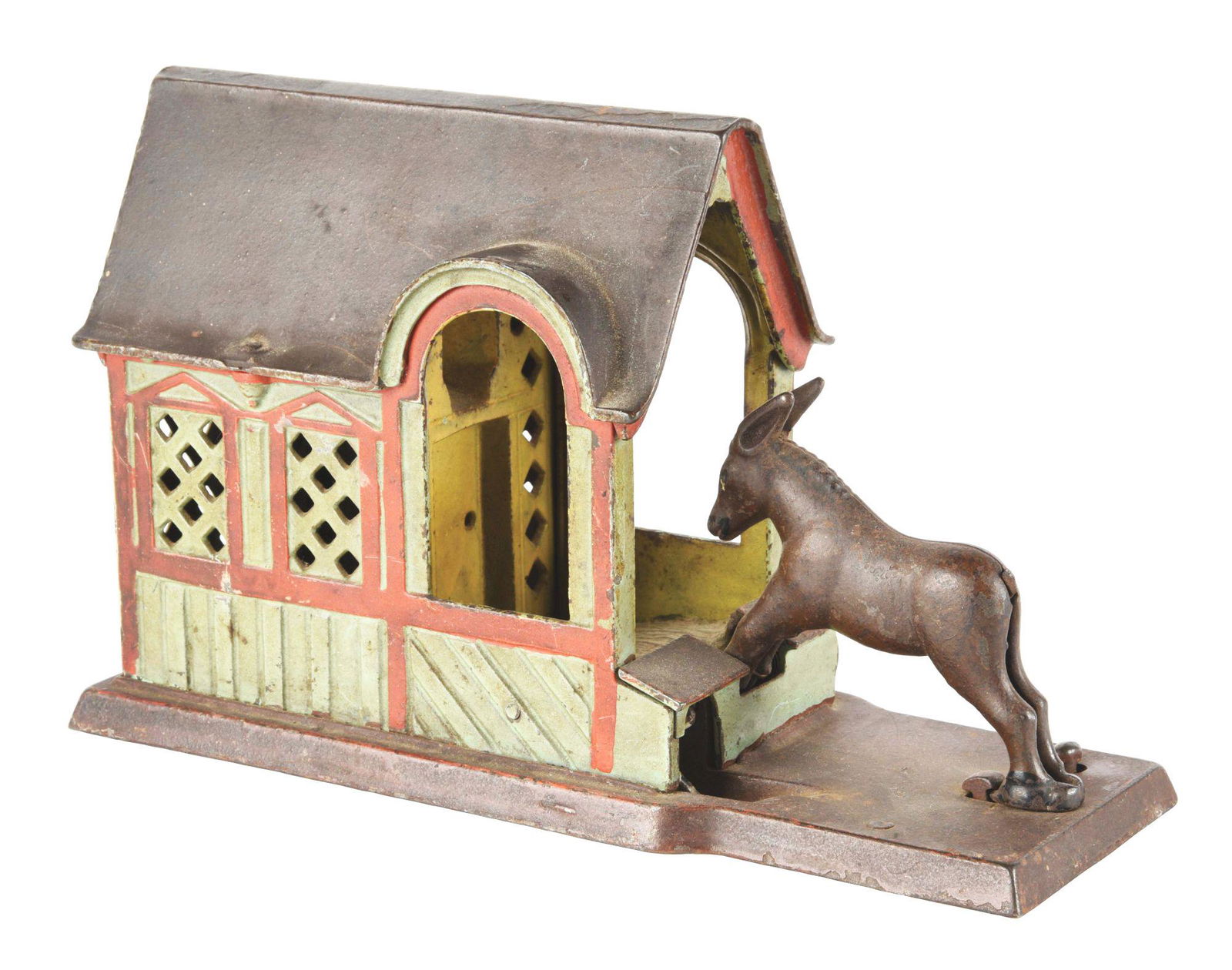 MULE ENTERING BARN MECHANICAL BANK. (1 of 7)