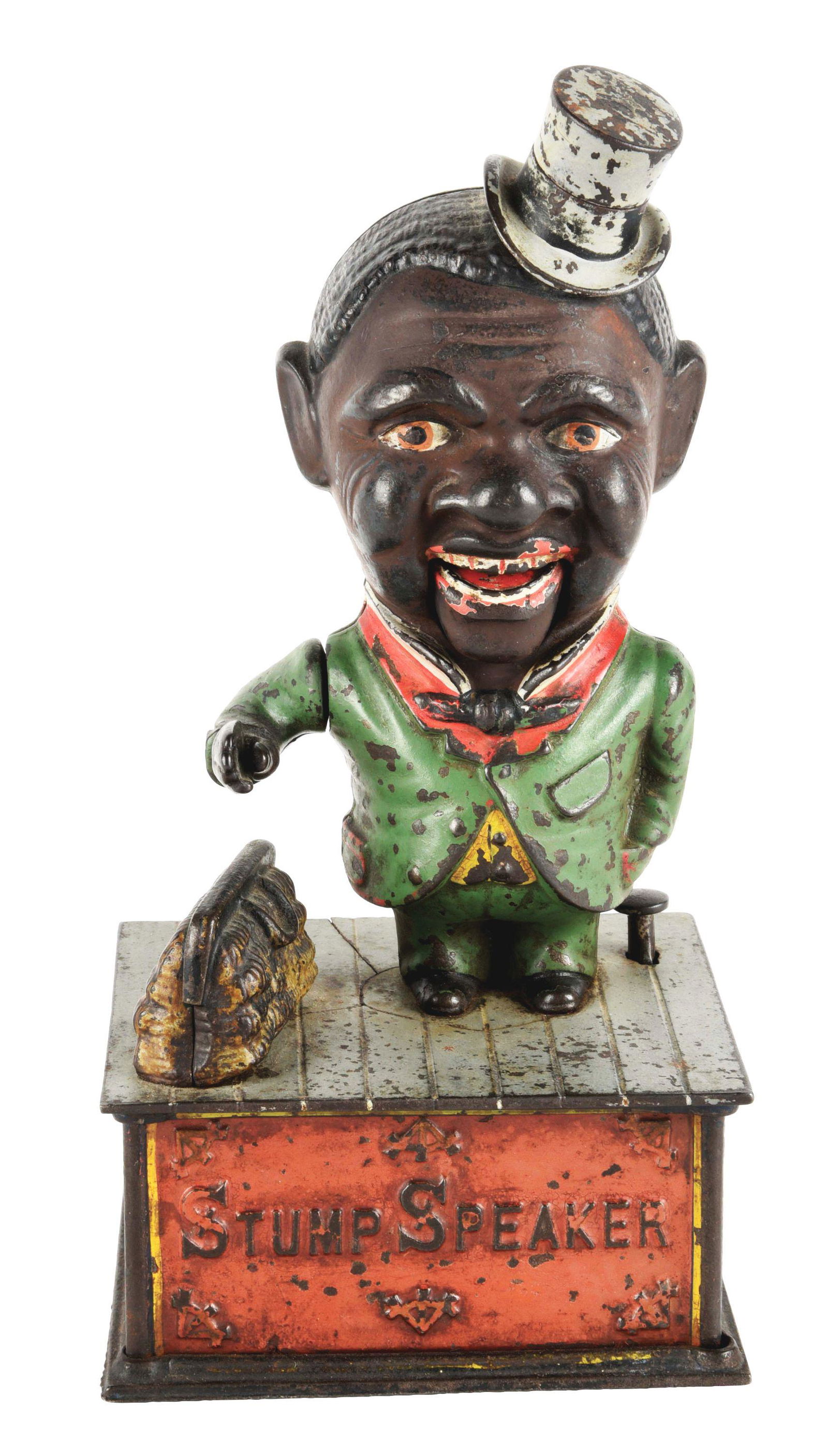 STUMP SPEAKER MECHANICAL BANK. (1 of 7)