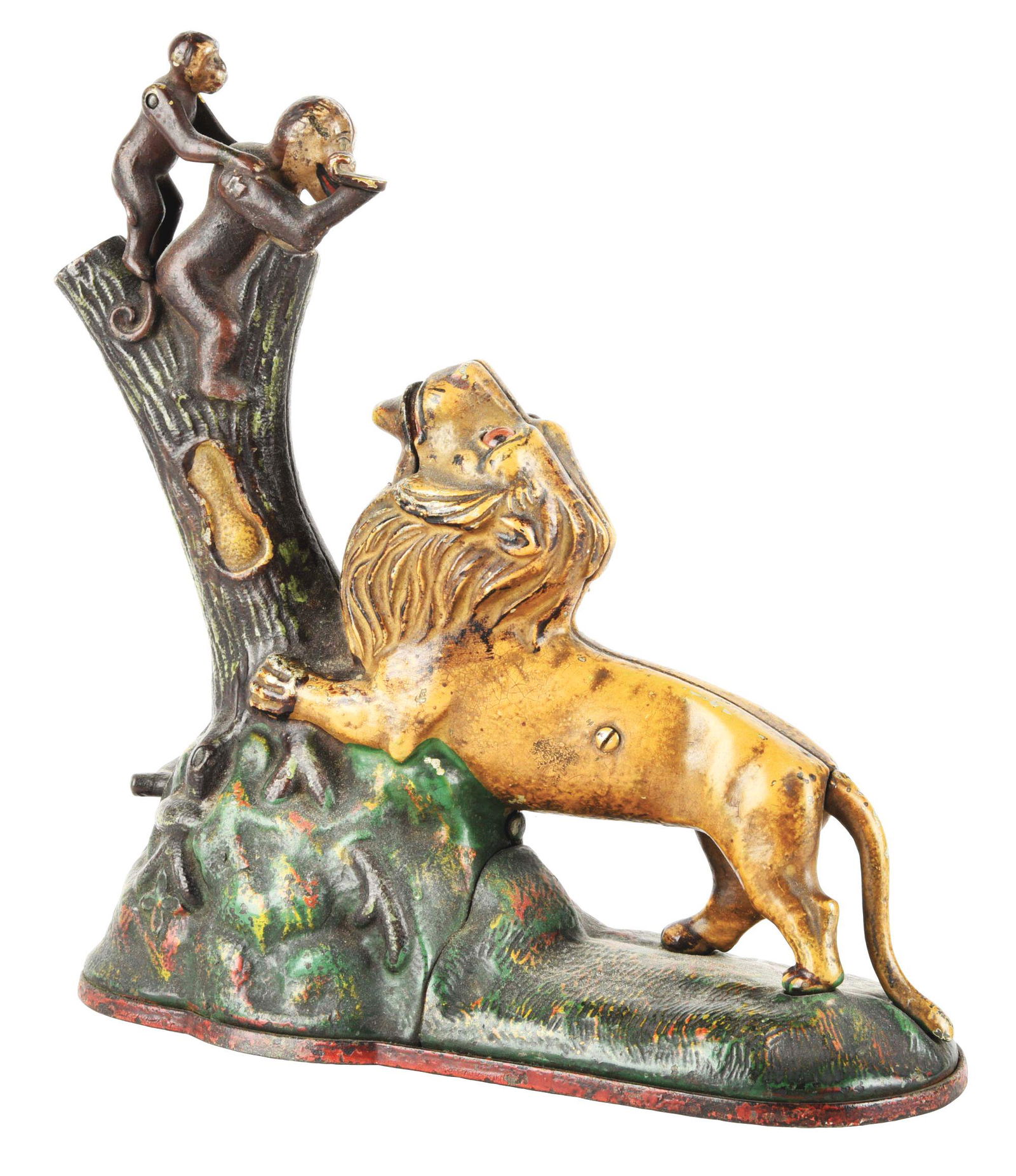 LION & TWO MONKEYS MECHANICAL BANK. (1 of 7)