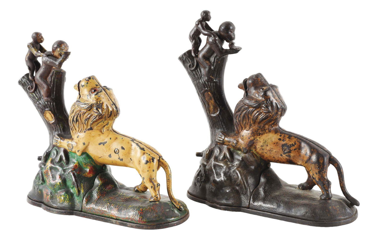 LOT OF 2: LION AND TWO MONKEYS MECHANICAL BANKS. (1 of 6)